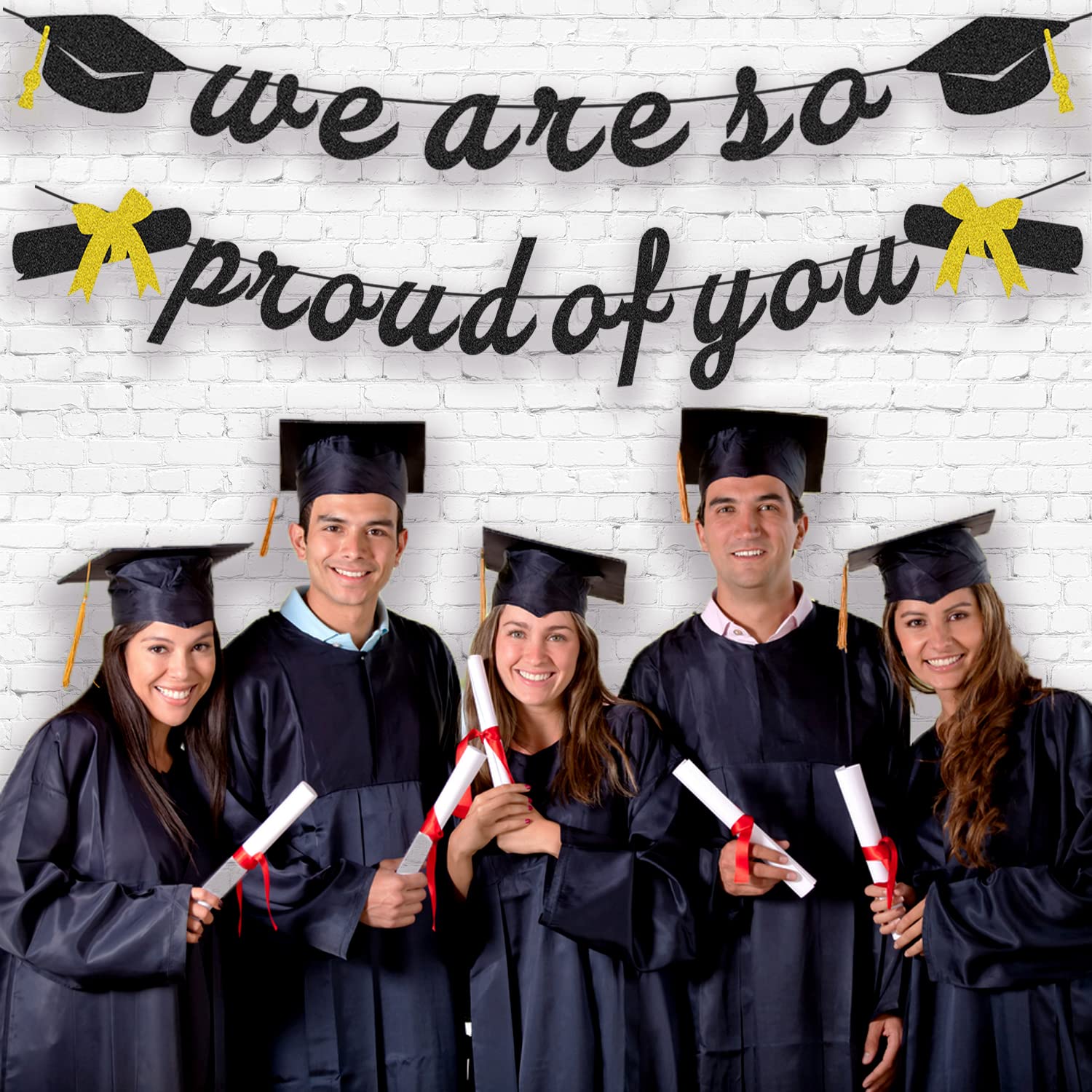 Class Of 2025 Graduation Banner - Orange Glitter, Pre-Strung, Handmade, For High School & College Grad Parties - View #5