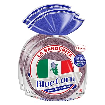La Banderita Organic Blue Corn Tortillas - 2 Pack, Street Taco Size 5" Diameter, 14.9 oz Per Pack, 18 Count Total 36 Tortillas Zero Trans Fat, Gluten Free, Zero Sugar