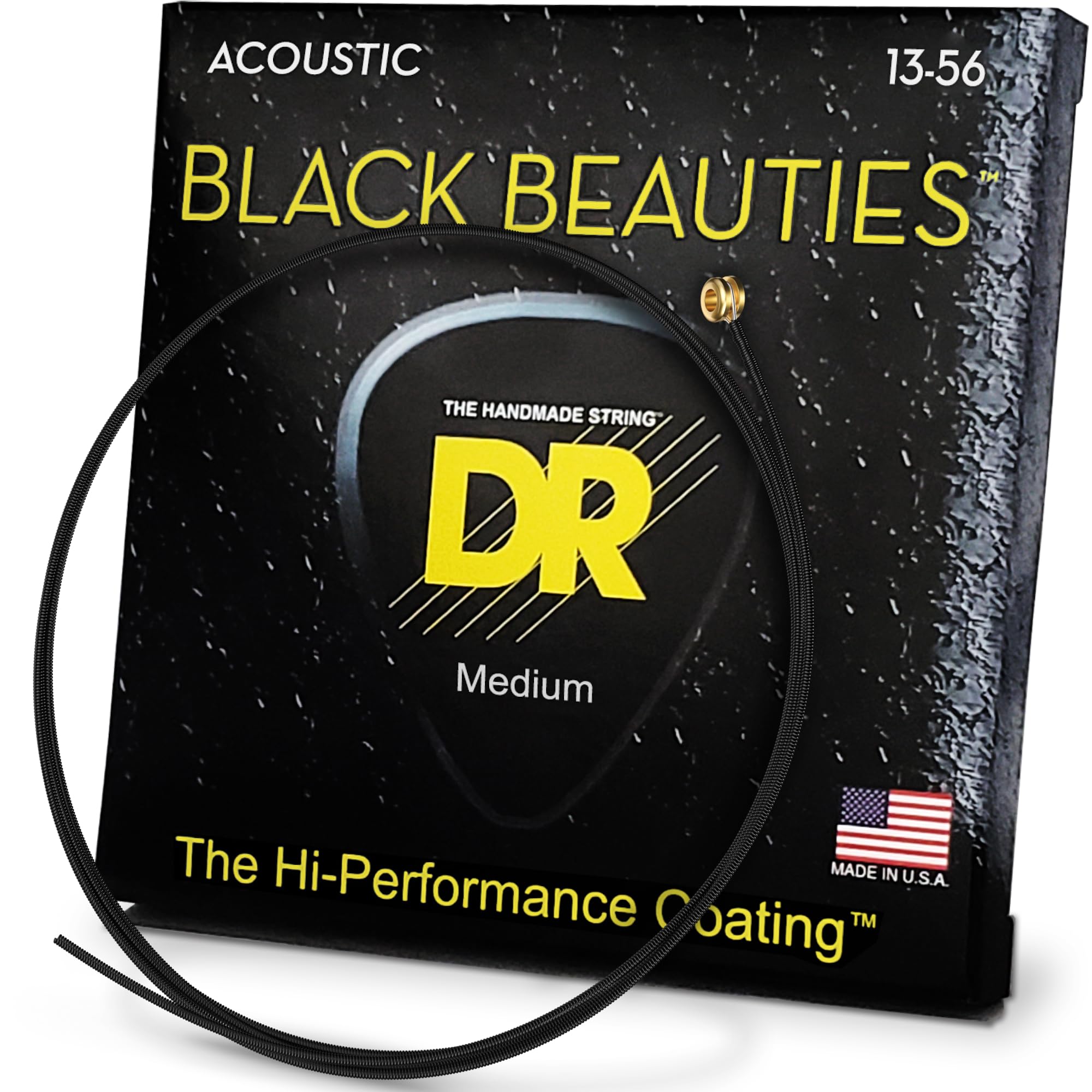 DR Strings Acoustic Guitar Strings, Black Beauties - Black Coated, 13-56