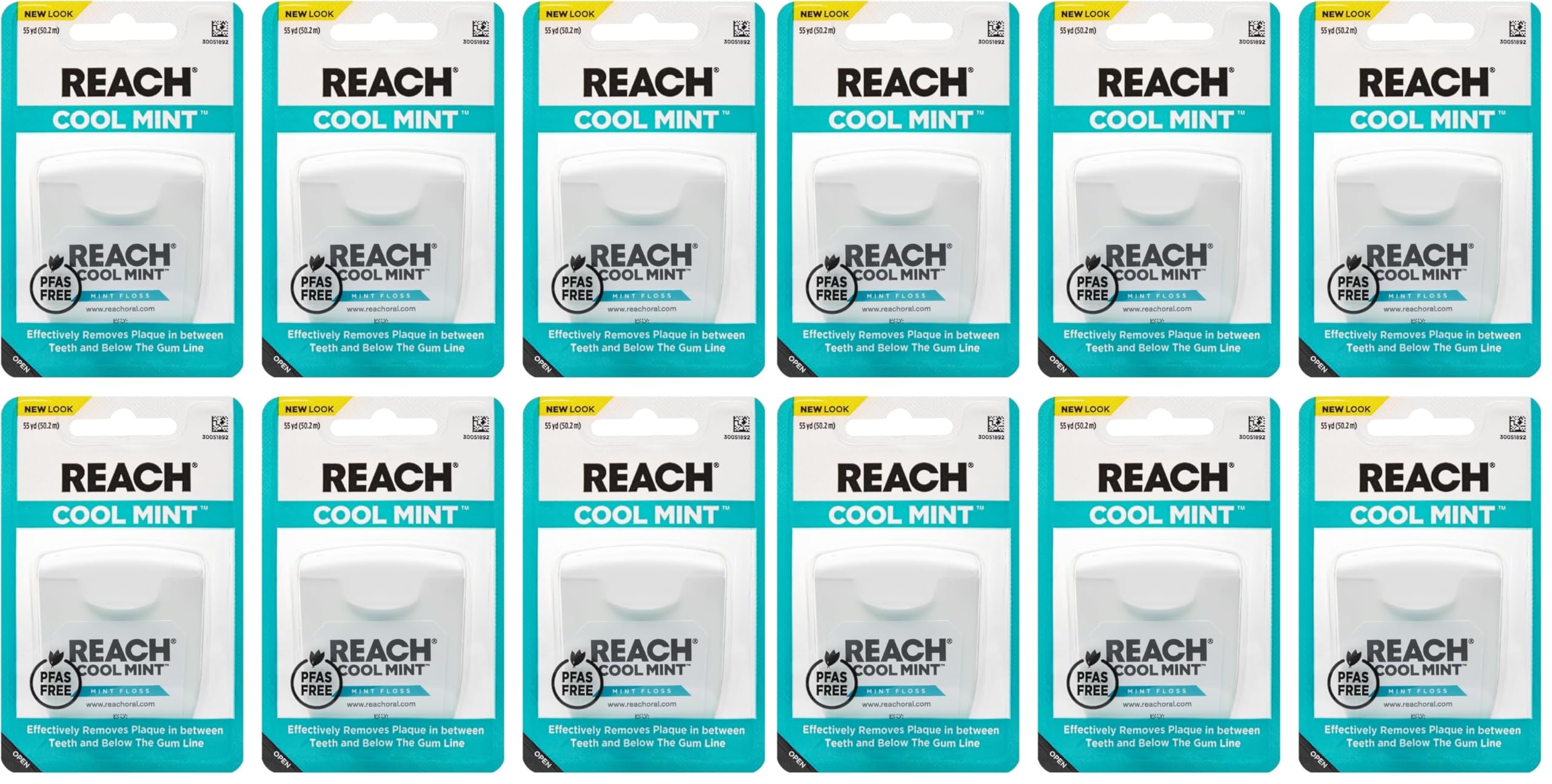 Listerine Cool Mint Interdental Floss for a Cleaner Healthier Mouth Oral Care 55 Yards Pack of 12