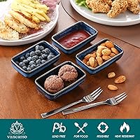 Vista 3 de vancasso Stern - Tazones de inmersión de 6 onzas, plato de cerámica para salsa de soja de 4.5 pulgadas, platos laterales rectangulares, platos