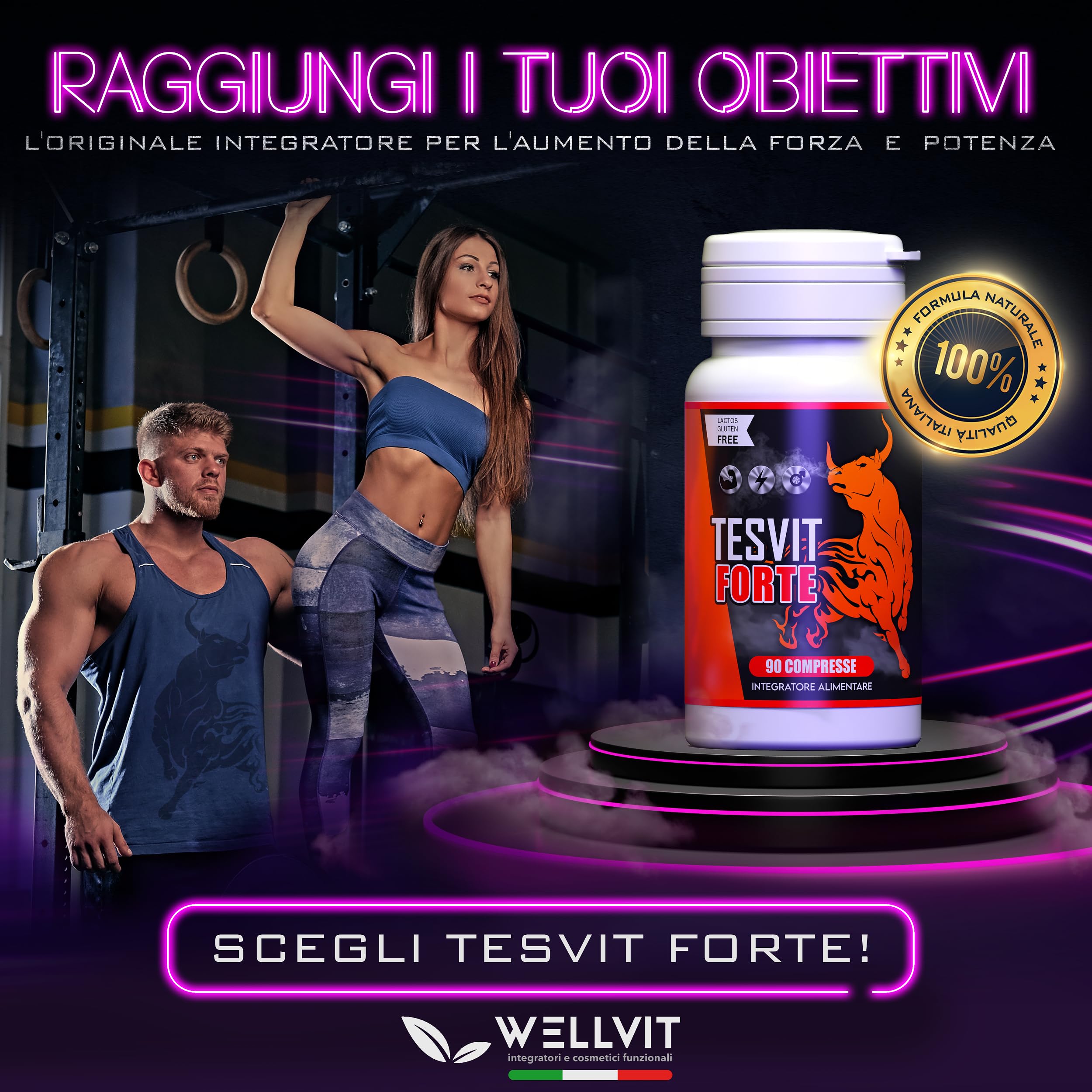 TESVIT FORTE - Testosterone Massa Muscolare , Aumento Naturale di Forza Durata Resistenza con Fieno Greco Premium ad Alto Dosaggio, L Arginina, Acido Aspartico, Zinco per Pura Energia e Potenza (90cp)