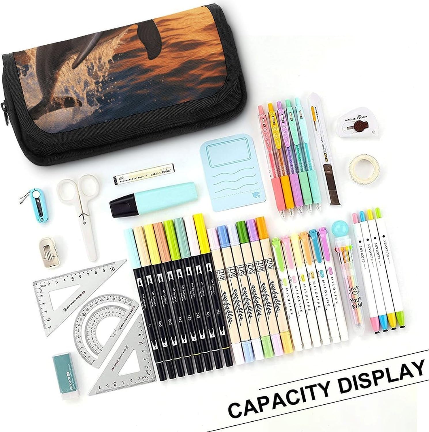 Dusk Dolphin Pencil Case Big Capacity Pencil Pouch image 4