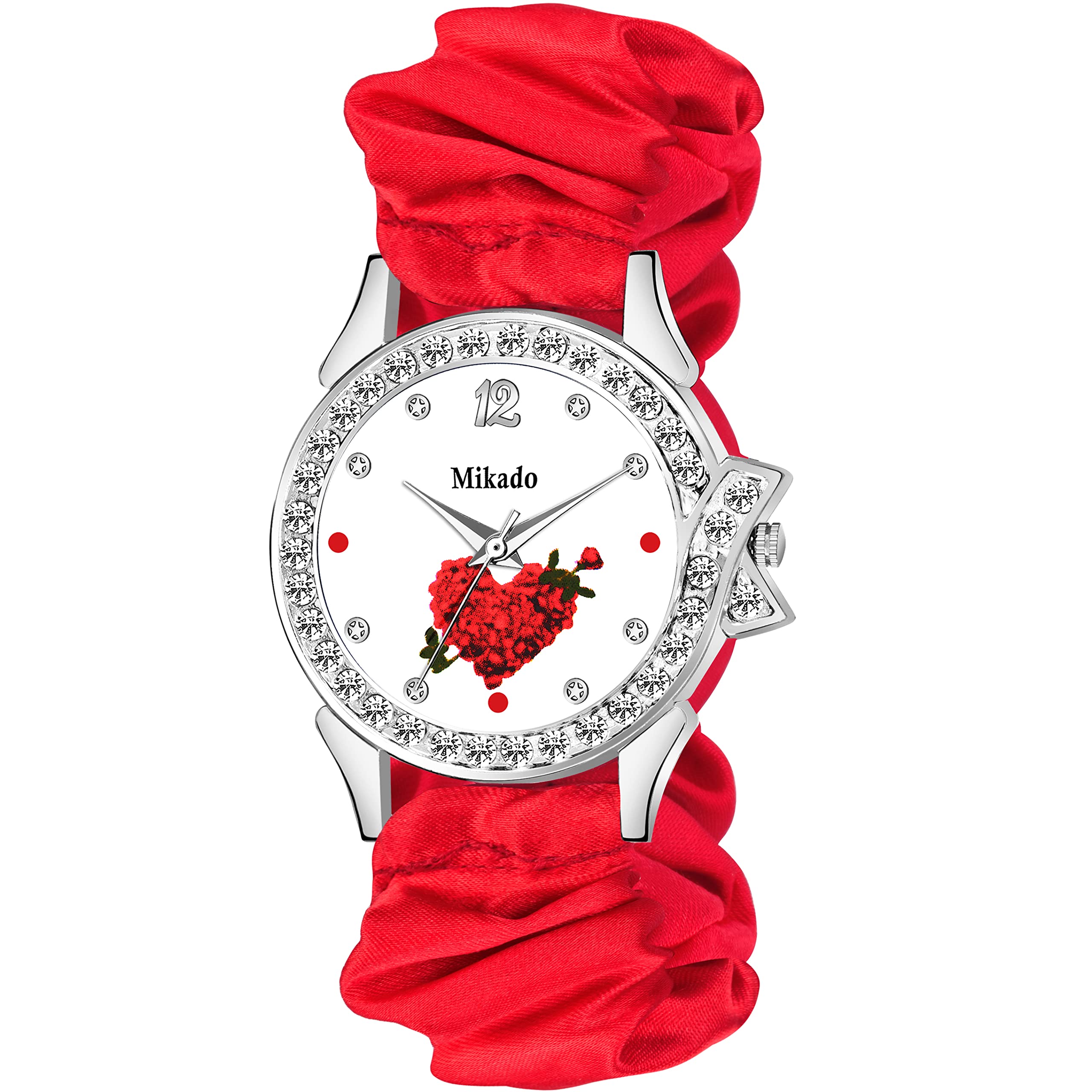 Mikado Red Adorable Artistic Scrunchy Strap Beautiful Analog Watch for Women (B0C28F21QW) Amazon Price History, Amazon Price Tracker