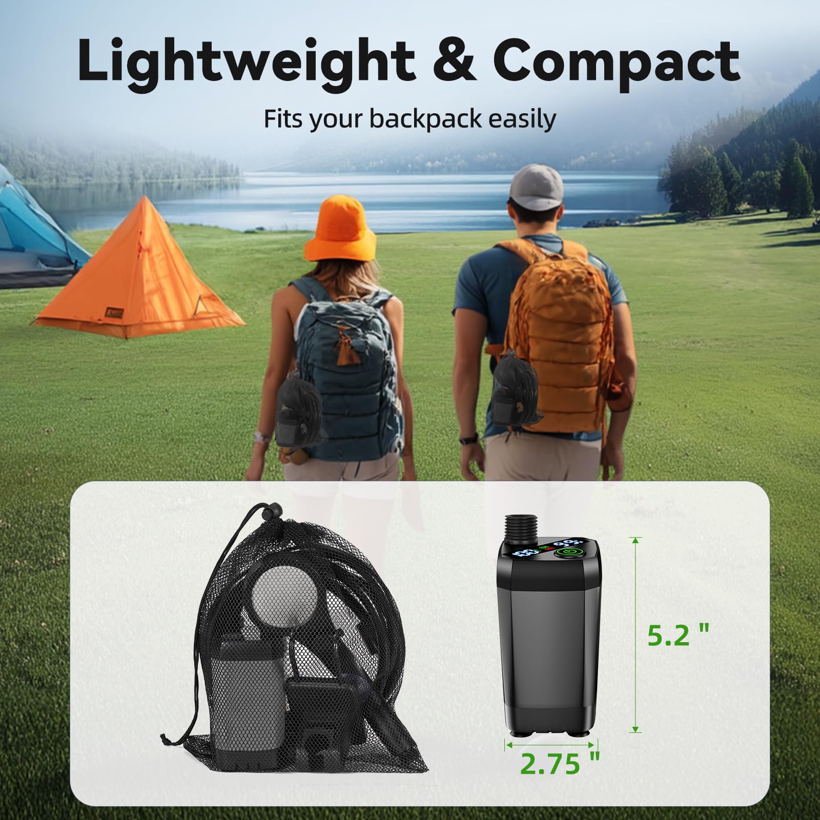 InkTrail Doccia portatile di campeggio con riscaldatore, 6000mAh | Doccia da campeggio a lunga durata con soffione spruzzatore, 4 modalità di spruzzo, impermeabile IPX7