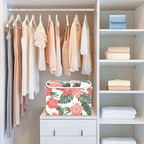 Miniatura 6 de Joko Ivery Hibiscus Flowers Foldable Storage Bins Bags for Clothes Fabric Storage Container Organizers with Reinforced Handle Closet Organizers for