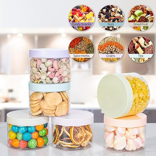 Miniatura 5 de DODHEG Tarros de plástico transparente de 8 onzas con tapas, tarros de plástico con tapas, para cocina, hogar, almacenamiento de manualidades, 6