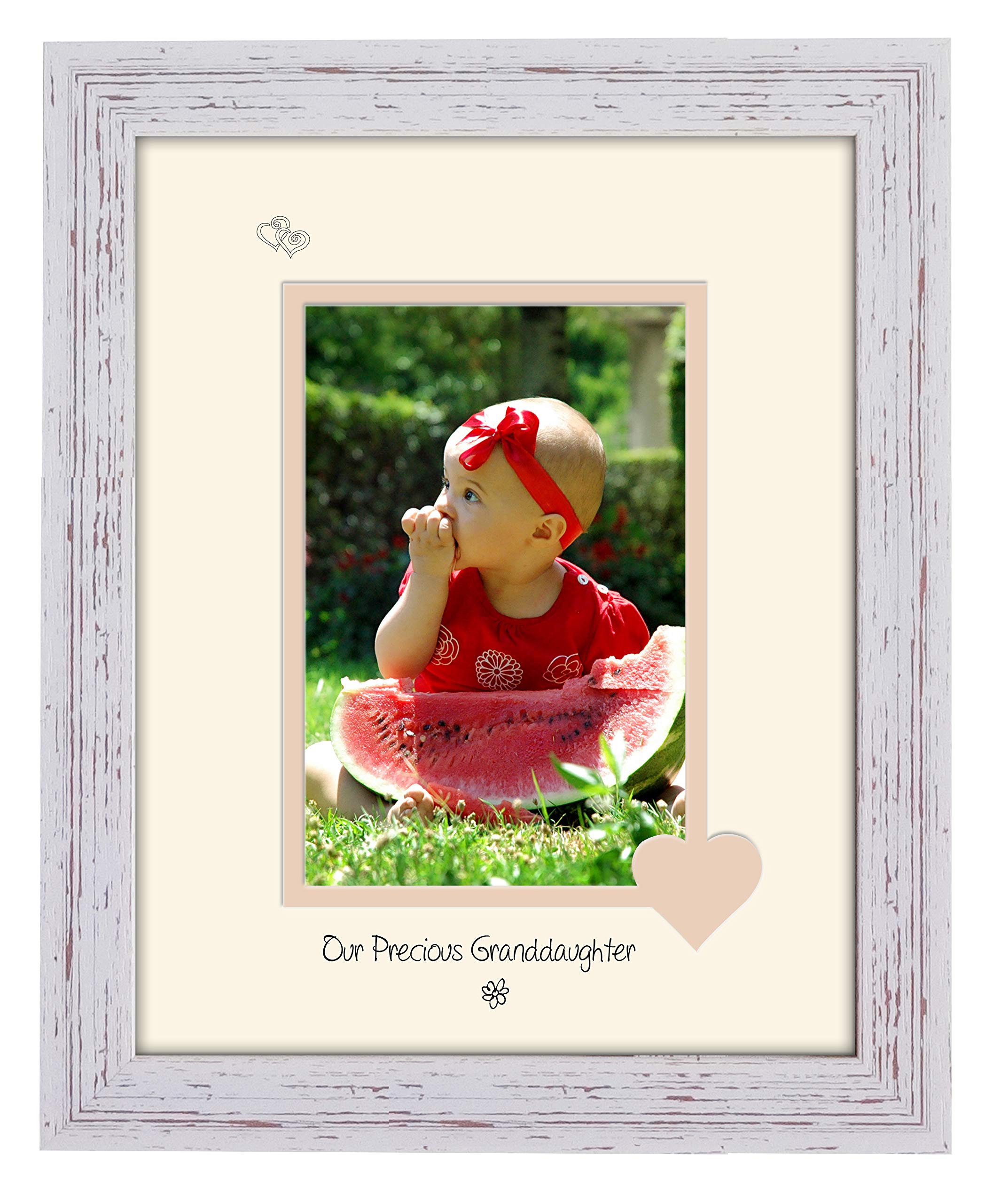 Photos In A Word Shabby Chic Frame Cream Mount Beige Inside Our Precious Granddaughter Photo Frame Portrait Double Mounted Quality Gift 1040F (Shabby Chic Frame Cream Mount Beige Inside)