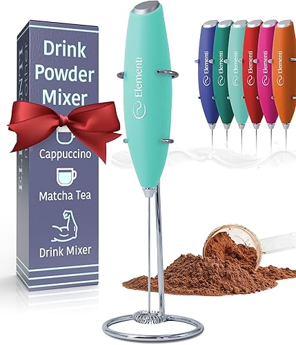 Elementi Mezclador de bebidas de mano - Agitador de bebidas eléctrico para bebidas en polvo - Varita mezcladora de polvo de proteína y espumador -
