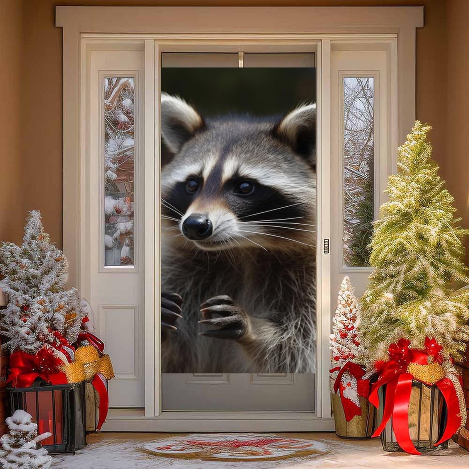 NTVOWPZO Raccoon Door Curtains for Doorway Privacy Dividers Door Banner Blackout Curtains Fabric Door Window Curtain for Home Bedroom Kitchen Decor 35.4x70.9 in Decorative Banner