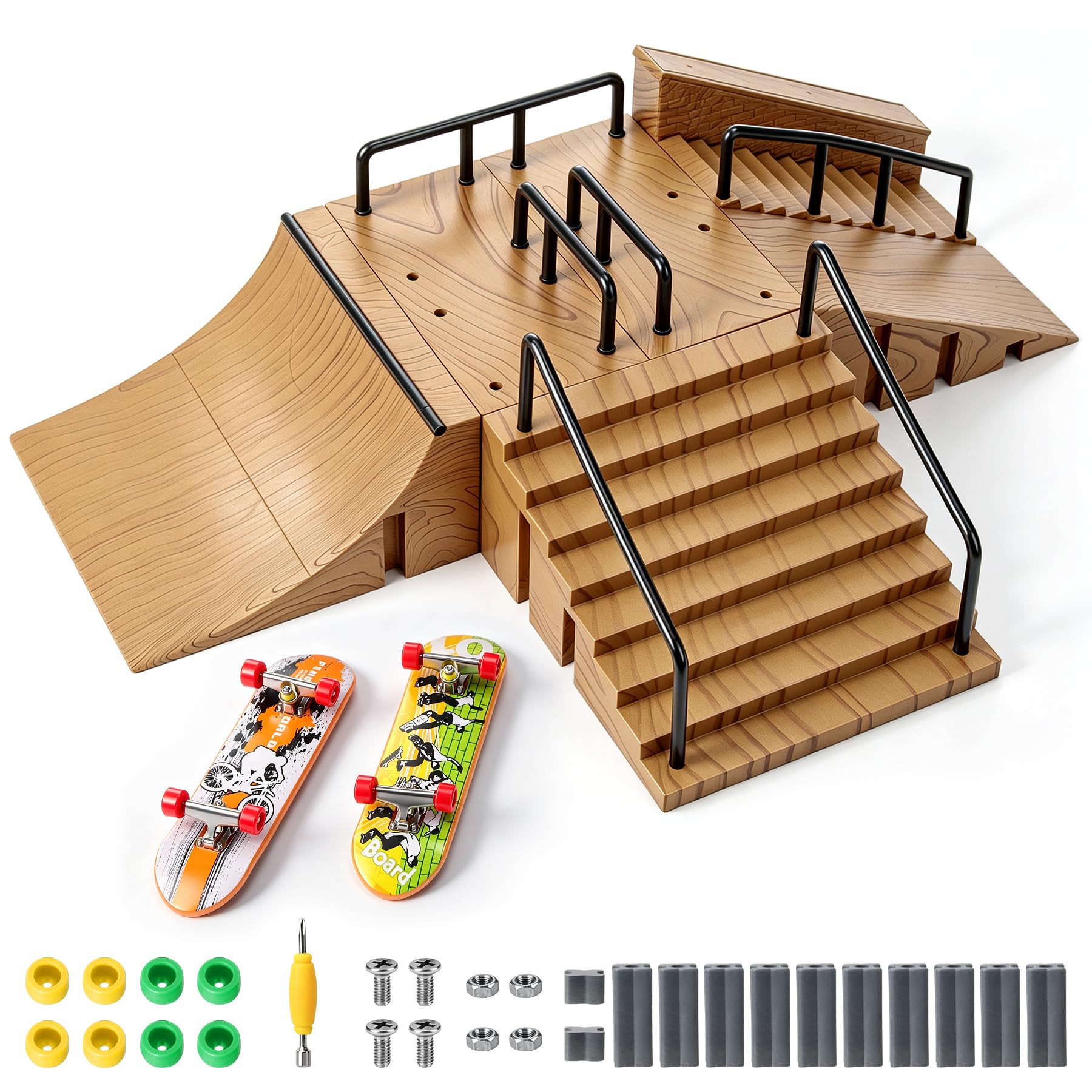 Aolieh Mini Finger Skateboard DIY Ramp and Assembly Accessories Set