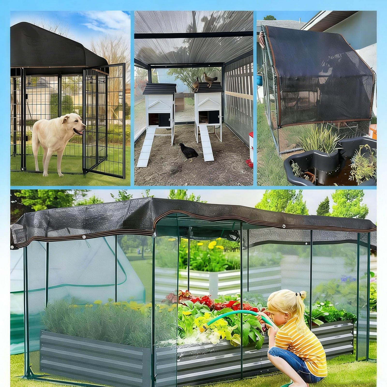 Schattierungsnetz 7 x 3.5 m Blockieren Sie Effektiv Sonnenlicht Und Uv-Strahlen, Die Luft Kann Auf Und Ab Zirkulieren Schattenstoffabdeckung für Gewächshaus, Garten, Schwarz