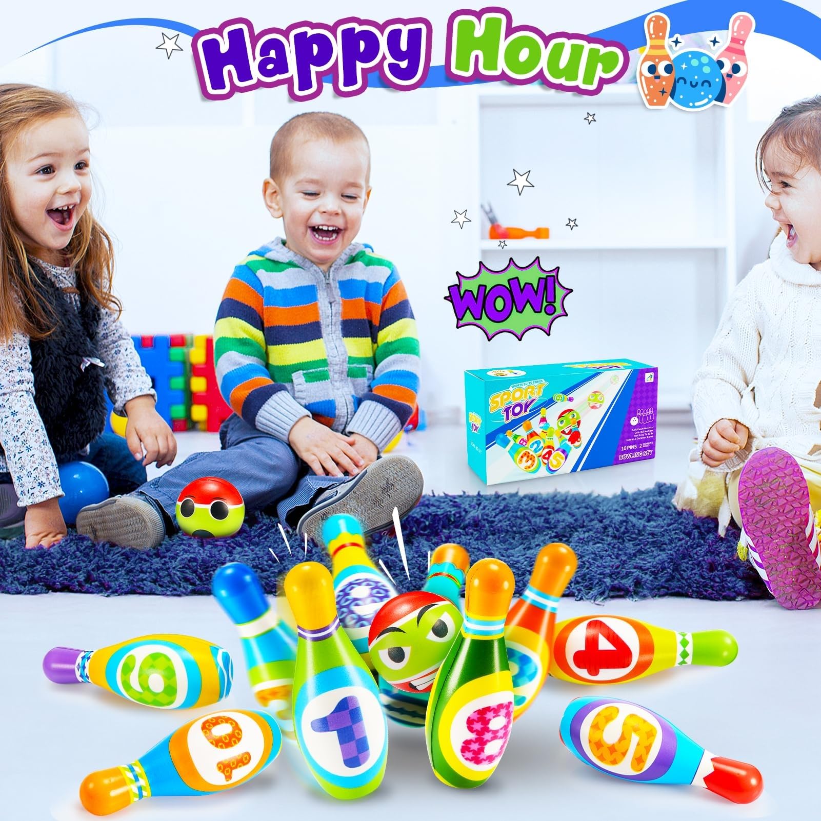 Bowling per Bambini, Regalo Bambino 1 2 3 Anni Giochi Bambini 2 3 4 5 Anni Giochi da Esterno per Bambini 1-6 Giochi Bambino 3 4 5 6 Anni Maschio Giocattoli 1 2 3 Regali per di Natale 1 2 3