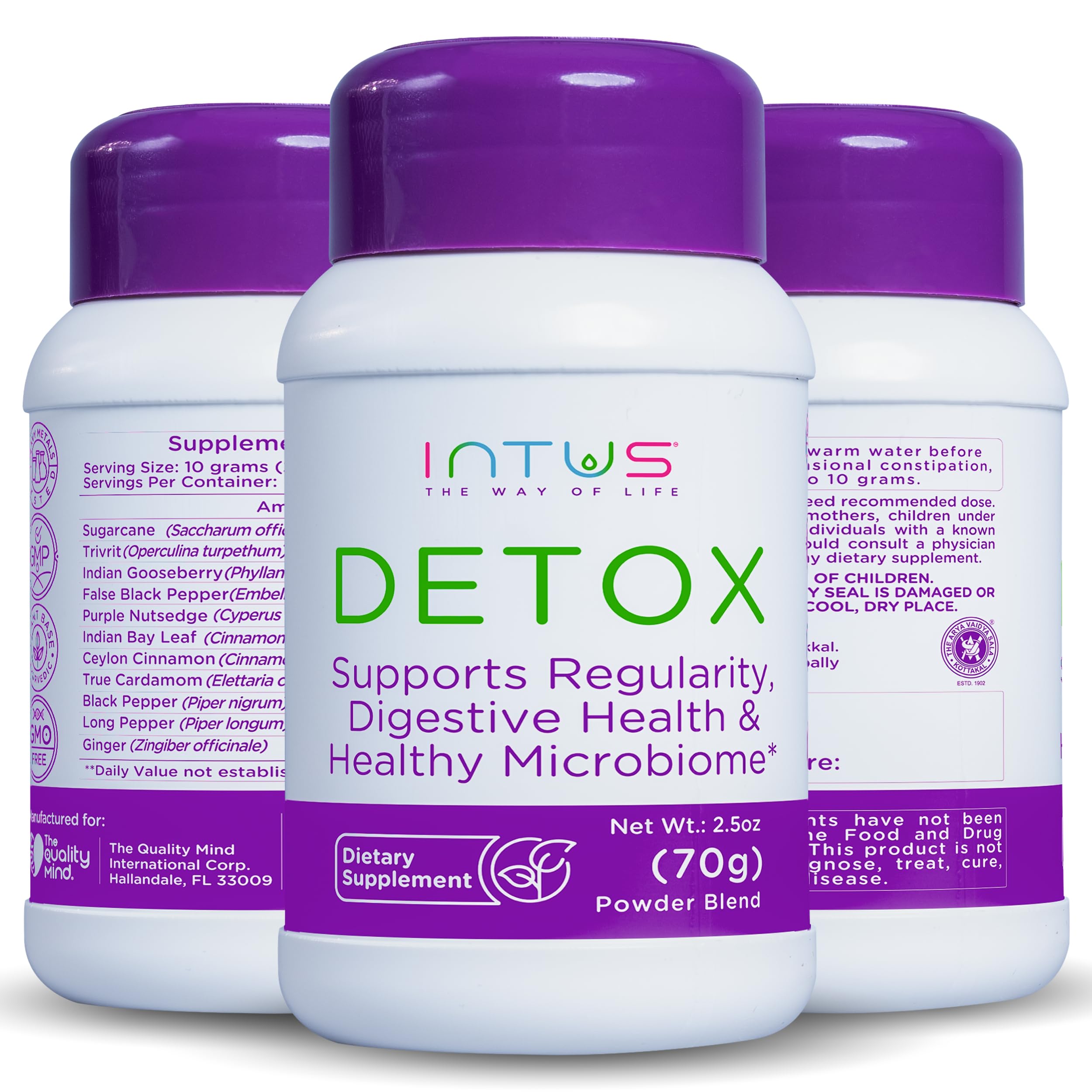 Intus Detox | Colon Cleanse and Liver Detox for Digestive Health | Ayurvedic Herbal Supplement to Support Gut Health, Chronic Constipation, Improve Digestion, and Provide Bloating Relief | 2.5 oz