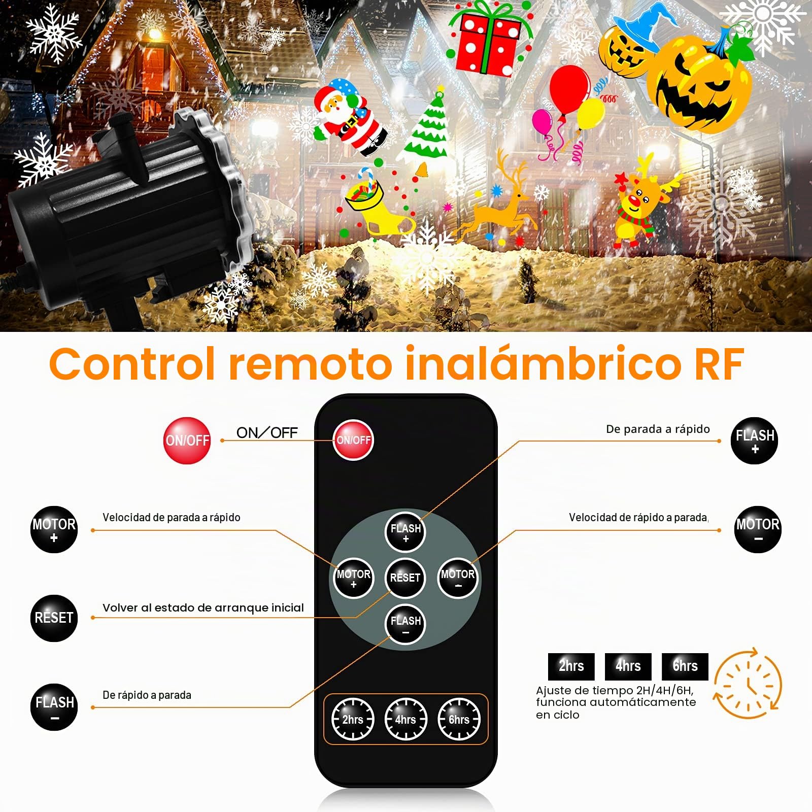 Decoración Navidad,Segotendy 64 Patrones Proyector Navidad Exterior,Proyector Luce Halloween Navidad,Impermeable con Control Remoto y Temporizador para Fiesta Cumpleaños Cotillon Nochevieja,Regalo