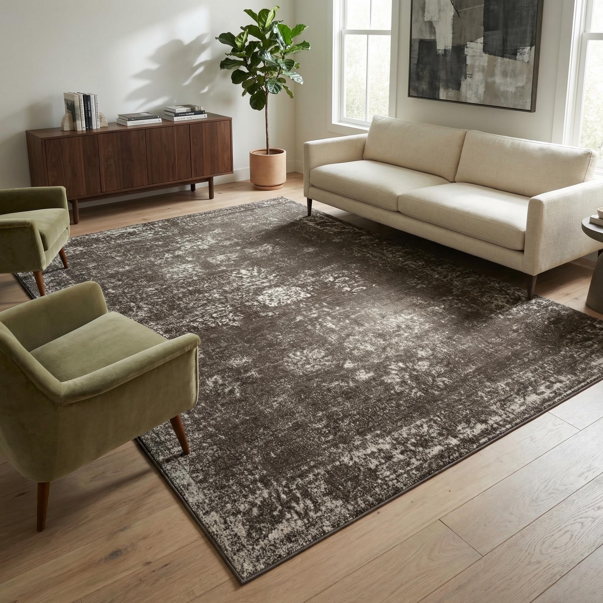 Unique Loom Sofia Collection Area Rug - Casino (9' x 12' Rectangle, Brown/ Ivory)