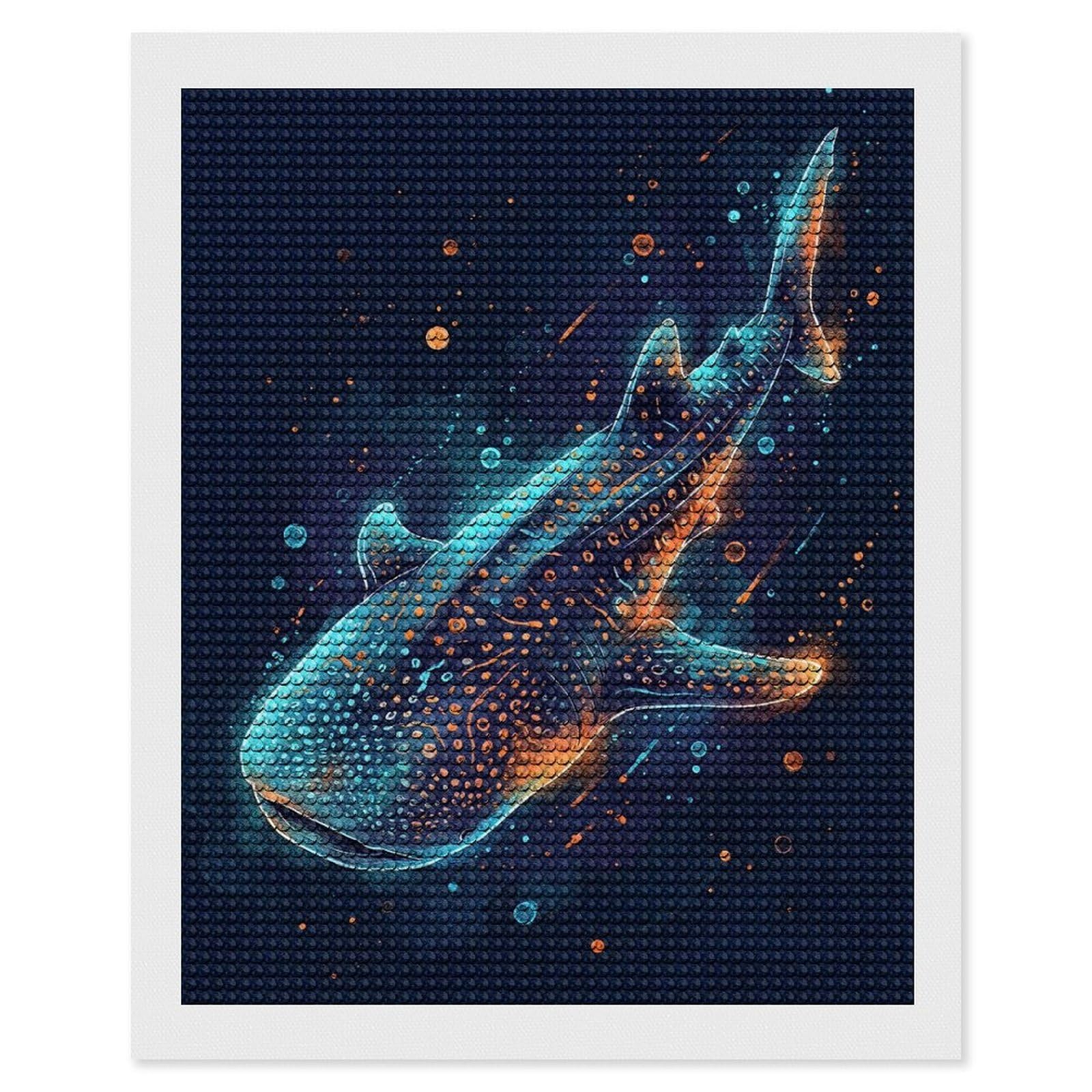 Junmoney Whale Shark in Cosmic Ocean Diamond Art Canvas 16"x20", for Adults, Good for Quiet Evenings, Bedroom Decor, Festive Craft Gift, Easy to Enjoy