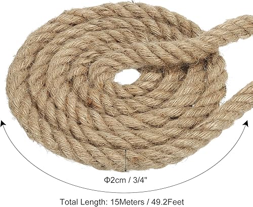 Miniatura 10 de PATIKIL Cuerda de yute de 12 pulgada y 29.5 pies, cuerda de manila natural de 4 hebras trenzada, cuerda gruesa y pesada para decoración del hogar y