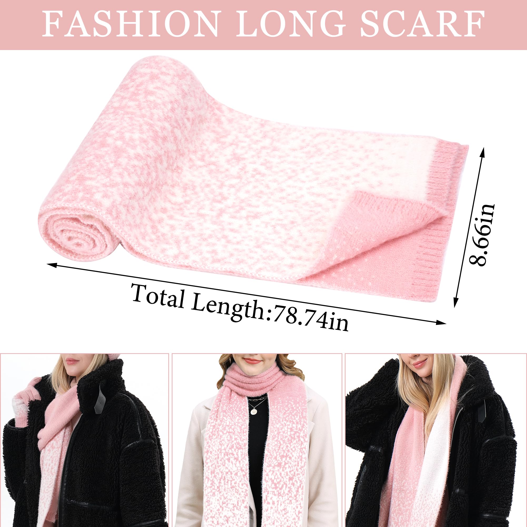Damen Winter Warm Mütze Touchscreen Handschuhe und Lang Schal Set mit Fleece Gefütterte, Thermo Wintermütze Strickmütze Beanie Winterhandschuhe Strickhandschuhe Schals Frauen Geschenk Weihnachten