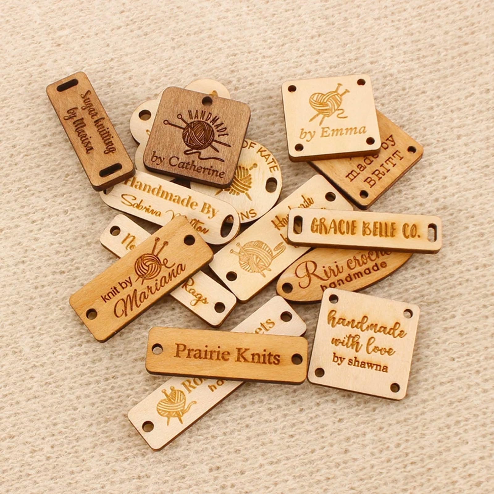 Botones De Madera Personalizados Para Manualidades, Etiquetas De Nombre Personalizadas Con Diseño "Handmade With Love", Juego De 15, Perfectos Para