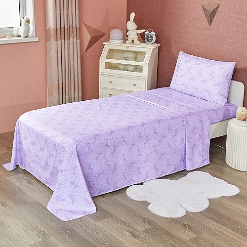 Miniatura 2 de Softan Juego de sábanas para niños y niñas, tamaño matrimonial, sábana bajera ajustable para niños, transpirable y sedosa, sensación suave, juego de