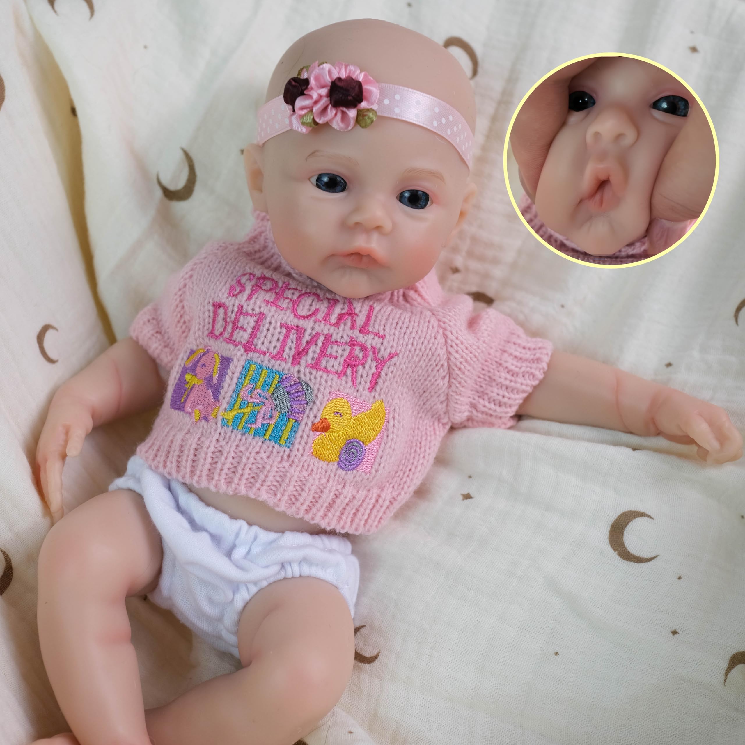 Pinky Reborn Muñeca Bebé Recién Nacido Silicona Completa 12 Pulgadas Hecha A Mano Pintada con Ropa Y Biberones Juego para Niños Y Niñas