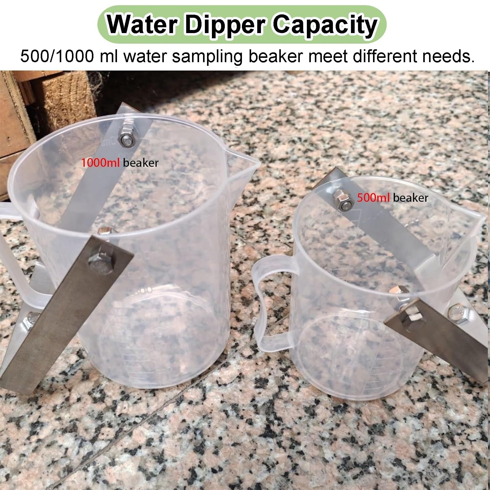 Campionatore telescopico per acqua, 1000 ml, regolabile, in acciaio inox e polipropilene, per la pulizia della piscina, campionamento dell'acqua e scrematura