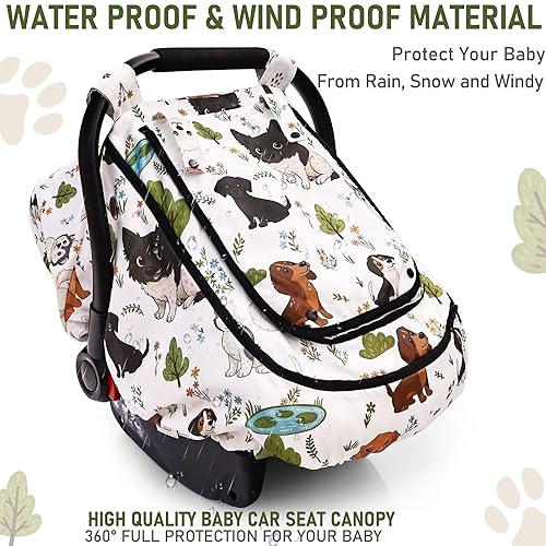 Vista 2 de Waterproof Baby Car Seat Cover，YVMVDV Patented Cold Weather Carseat Cover for Babies,Infant Car Seat Cover Canopy for Boy Girls, Keeps Babies Warm