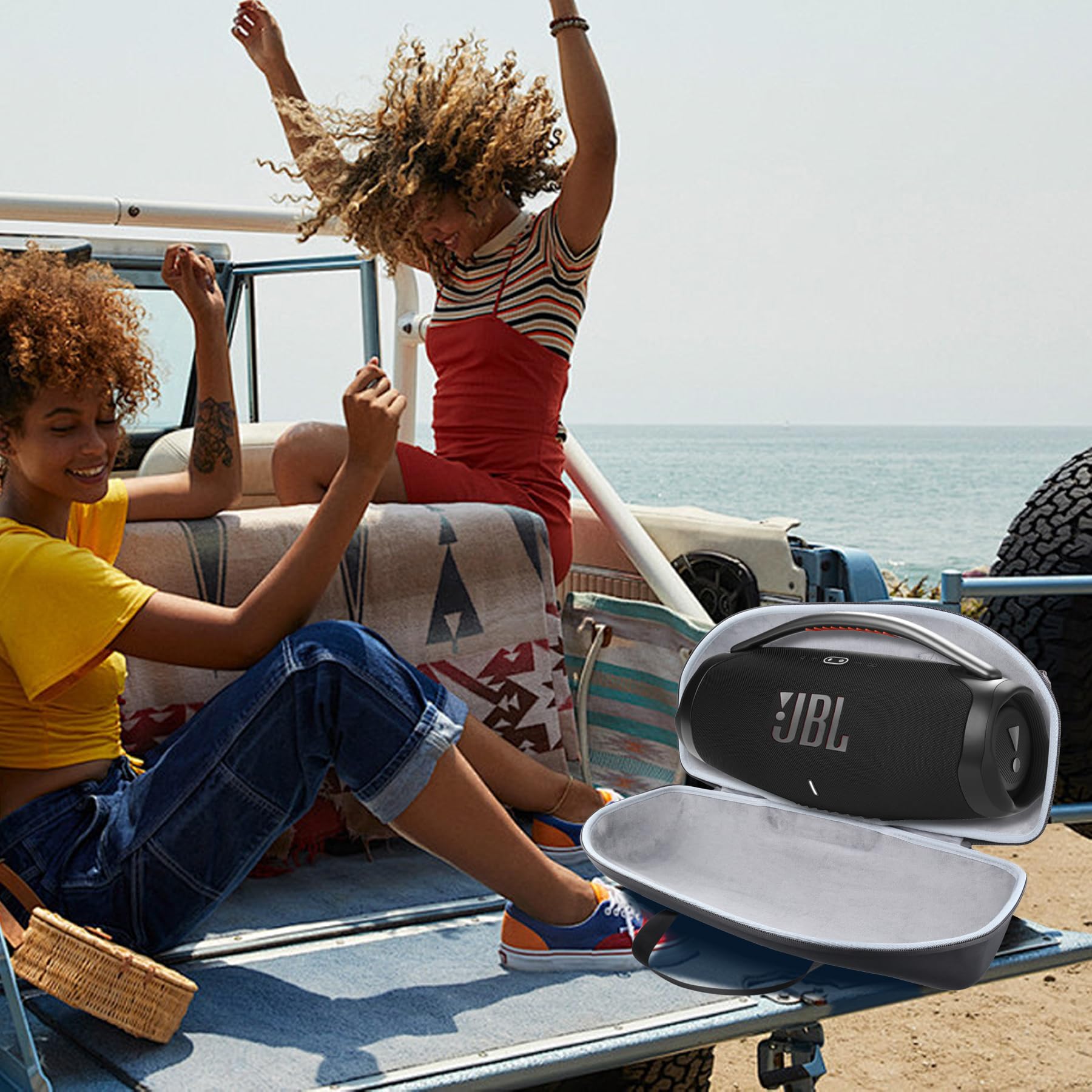 co2CREA Hart Tragetasche mit Mini Zubehörtasche und Schultergurt Für JBL Boombox 3 /Boombox 3 WiFi/Boombox 2 Kabelloser Bluetooth Lautsprecher (Hülle+Zubehörtasche+Schultergurt)