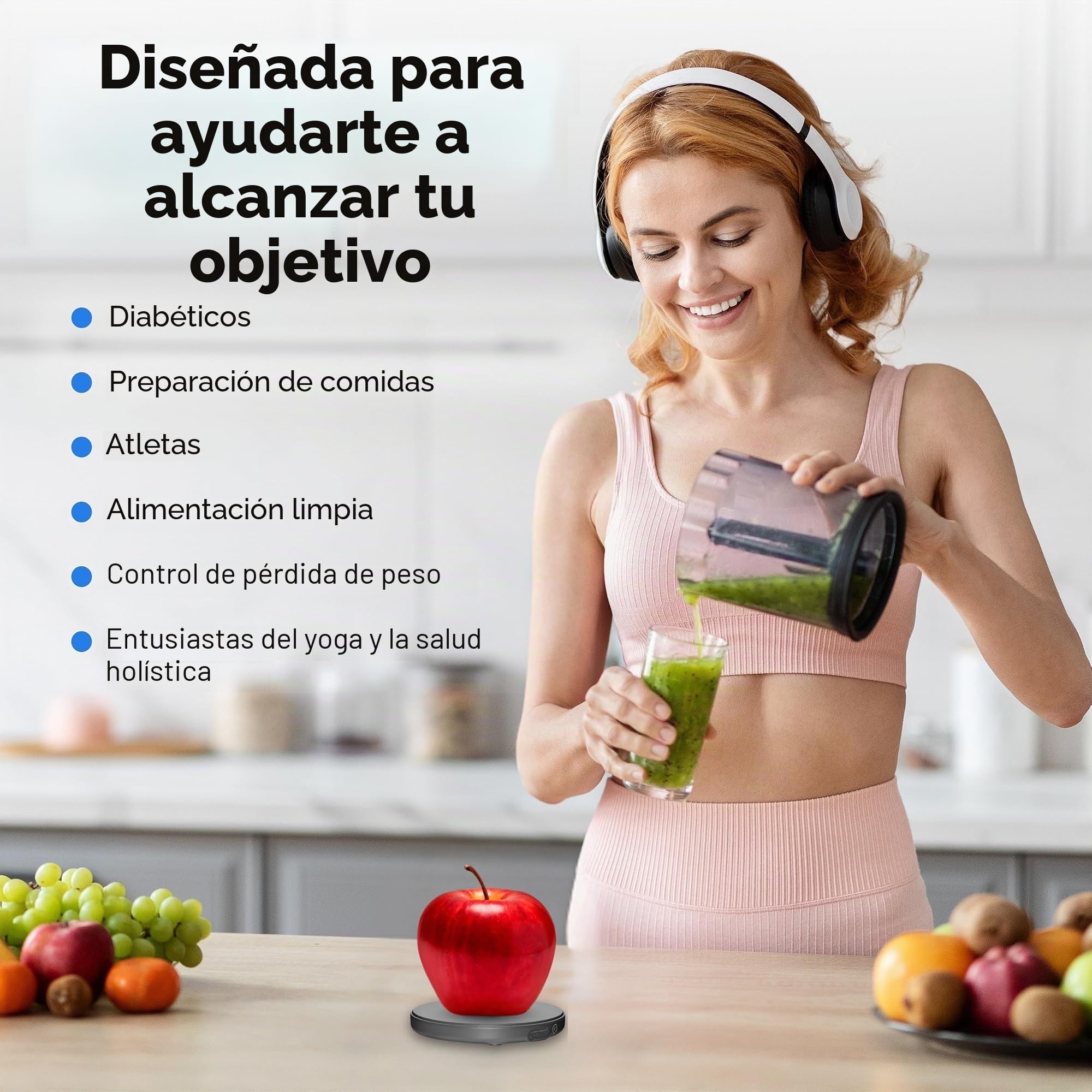 Báscula de alimentos, portátil, recargable, tamaño de viaje. Calculadora inteligente de calorías para pérdida de peso, nutrición, diabetes, preparación de comidas, dieta. Báscula digital de