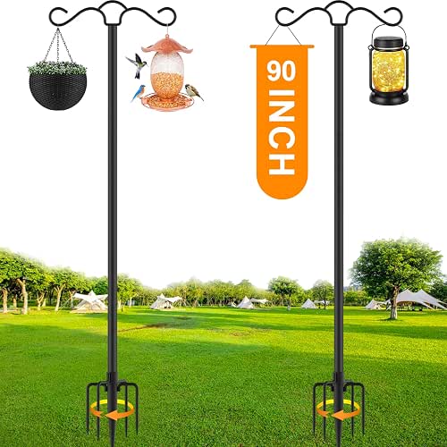 SINLEY 2 Pack 90 inch Double Shepherds Hook for Outdoor
