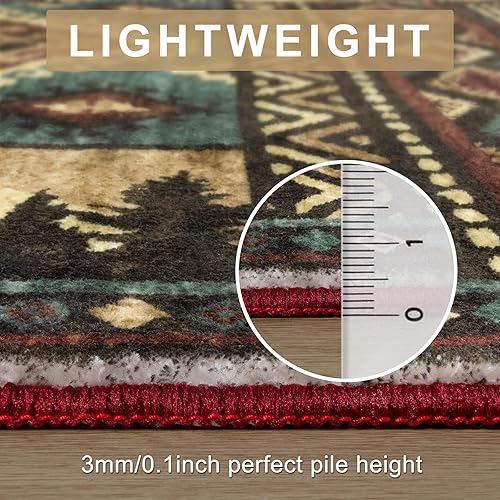 Miniatura 4 de LIVEBOX Alfombra de Navidad de 5 x 7 pies, alfombra delgada y antideslizante para dormitorio, alfombra de pelo bajo grande de granja para