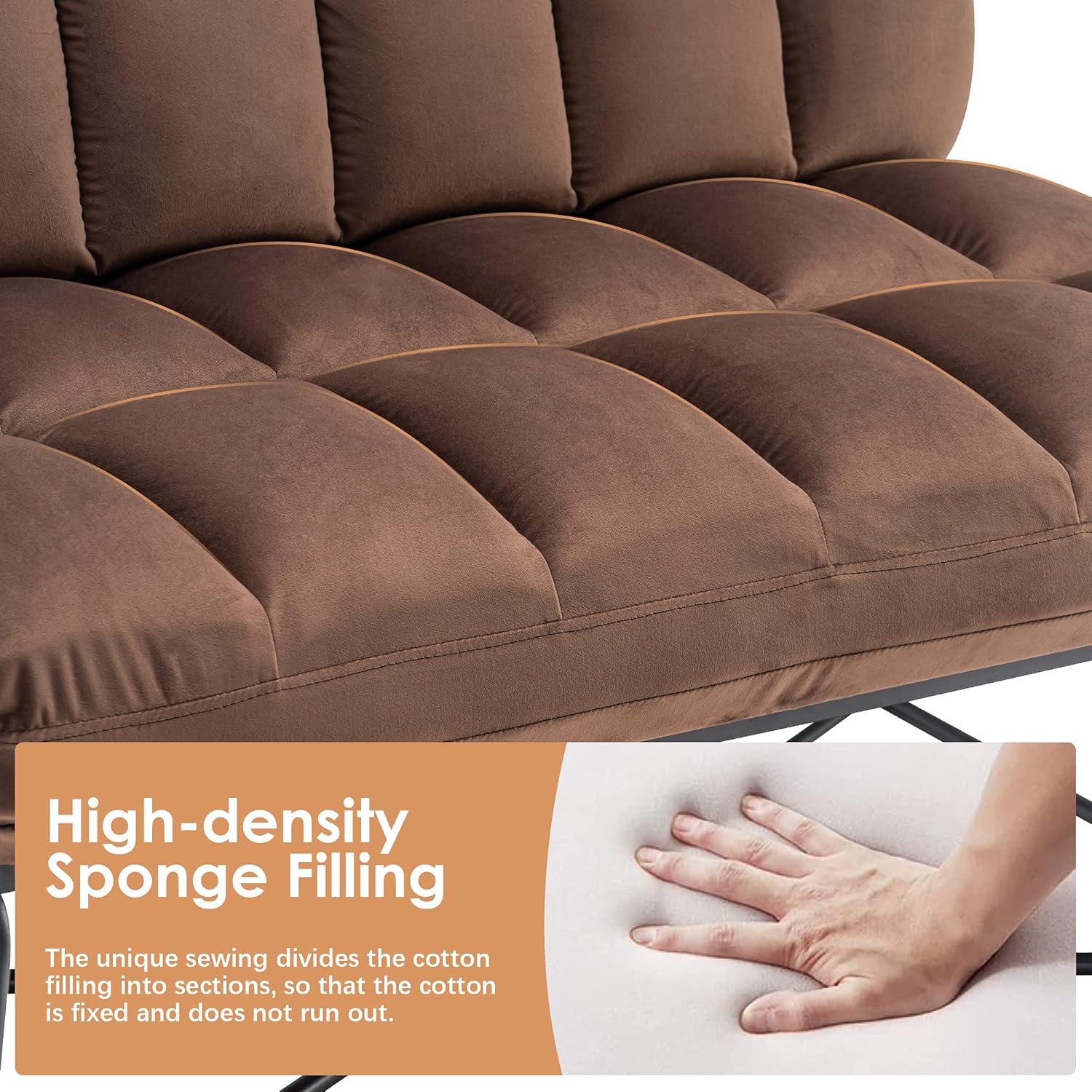 MCombo Loveseat Sofa Couch, Mid-Century Velvet Armless Settee, 2-Seater Upholstered Bench for Living Room Bedroom 4018 (2 Sets Brown)