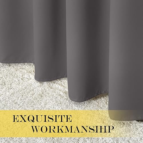 Miniatura 6 de NICETOWN Cortina opaca gris de 102 pulgadas de largo, con ojales, cortina térmica extralarga, oscurecimiento de la habitación, reducción de sonido,