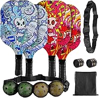 Pookal Pickleball Paddles Set of 4 - 9-Ply Basswood, 4 Balls, 2 Grips, 2 Belts & Bag - Beginner Adult Kit (4.6 Stars)