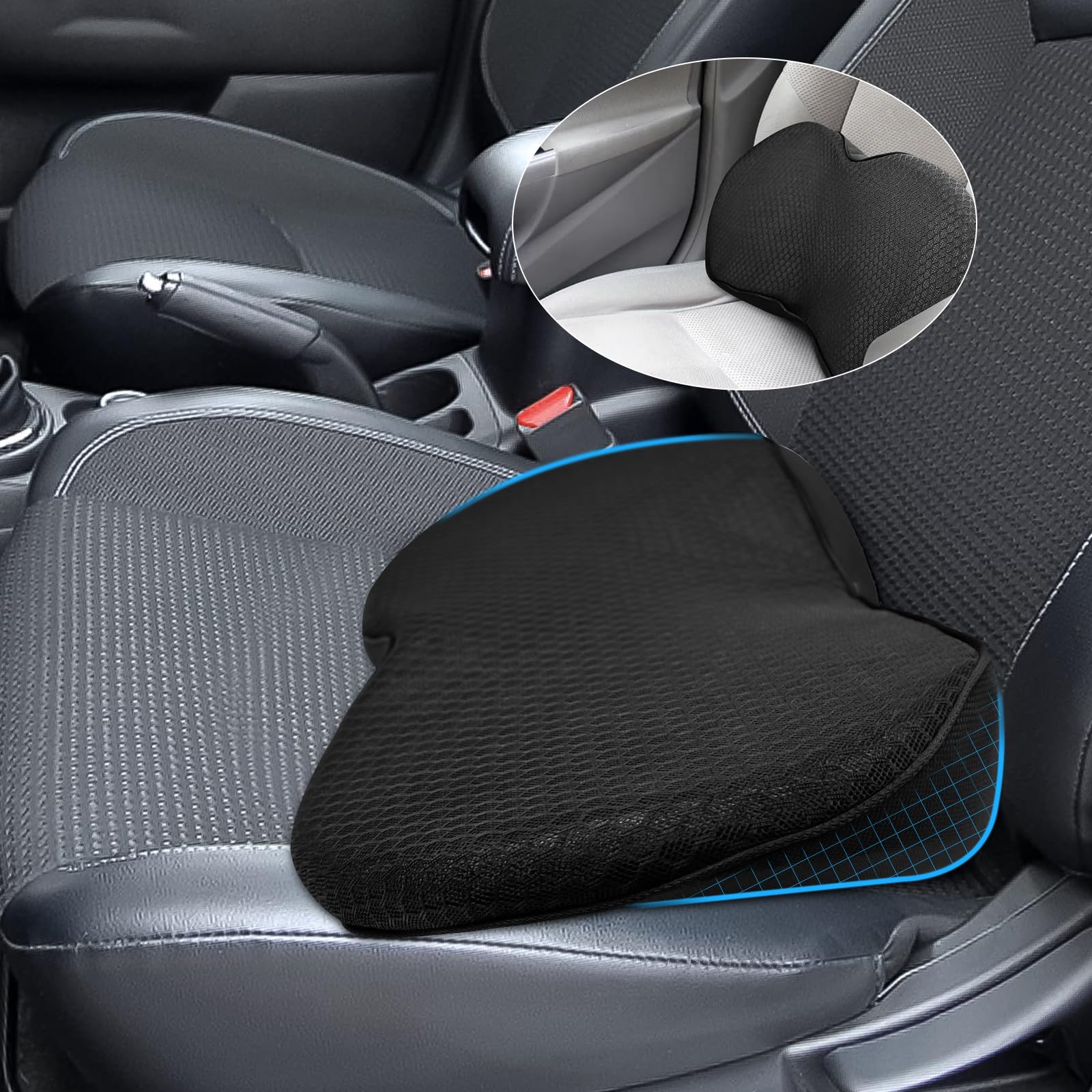 Cojin Antiescaras, Cojines Silla Oficina, Cojín de Asiento Ergonómico de Espuma con Memoria, Soporte de Espalda, para Alivio de Presión en Caderas, Coxis y Ciática para Coche, Silla Ruedas