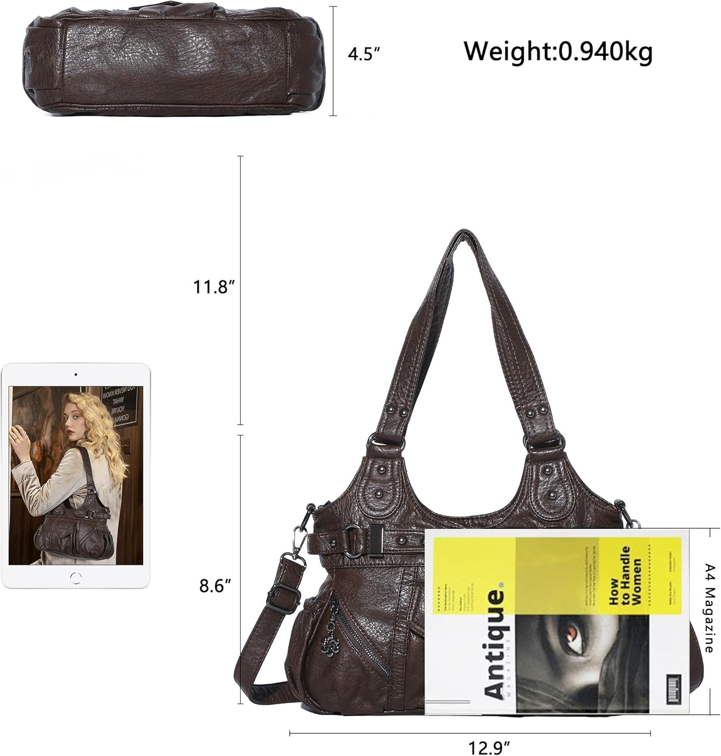 Angel Kiss Purses for Women Shoulder Bag Soft Hobo Bags for Women - Image 3