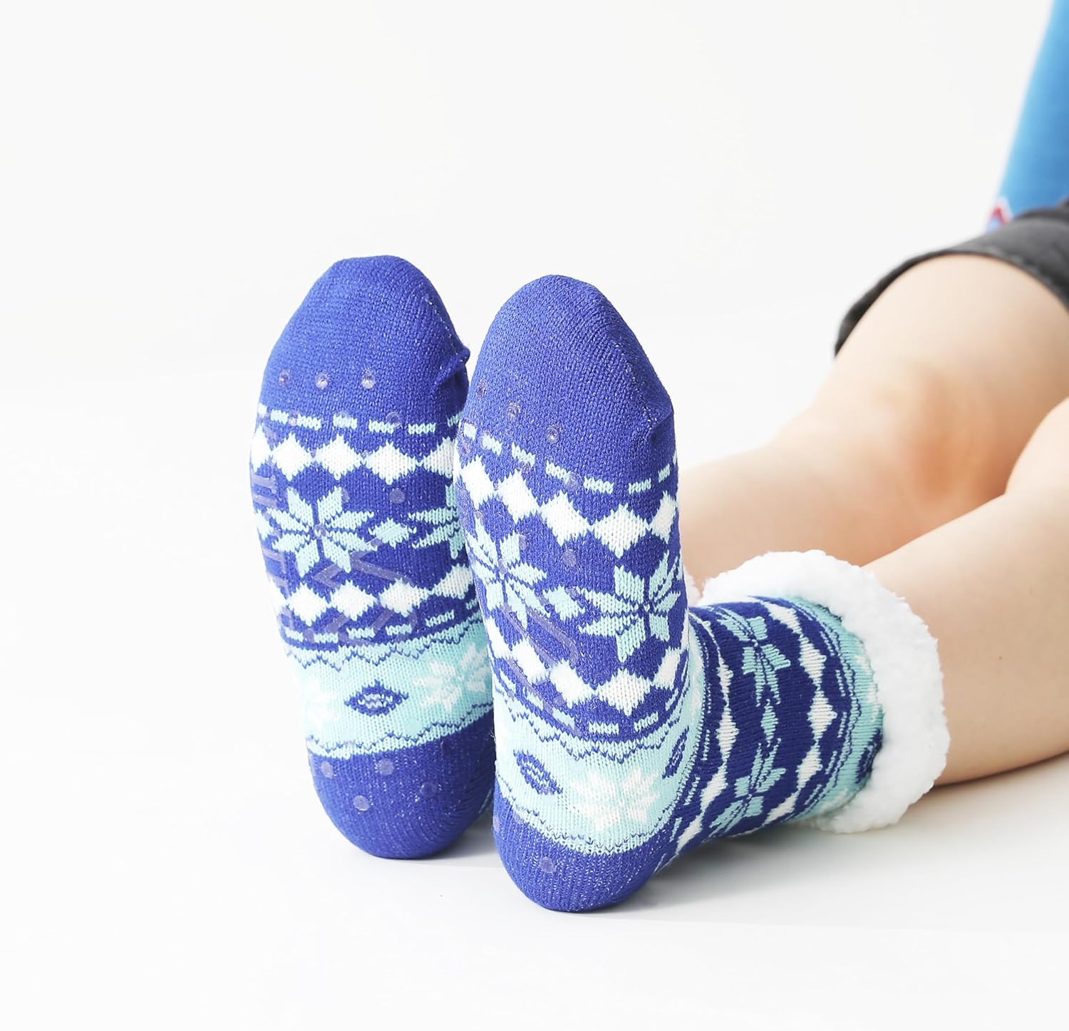 Winterlace Fuzzy Fluffy Slipper Socks, 3 Pairs Womens Sherpa Non Slip Plush Comfy Cozy Cabin Sock - Image 4