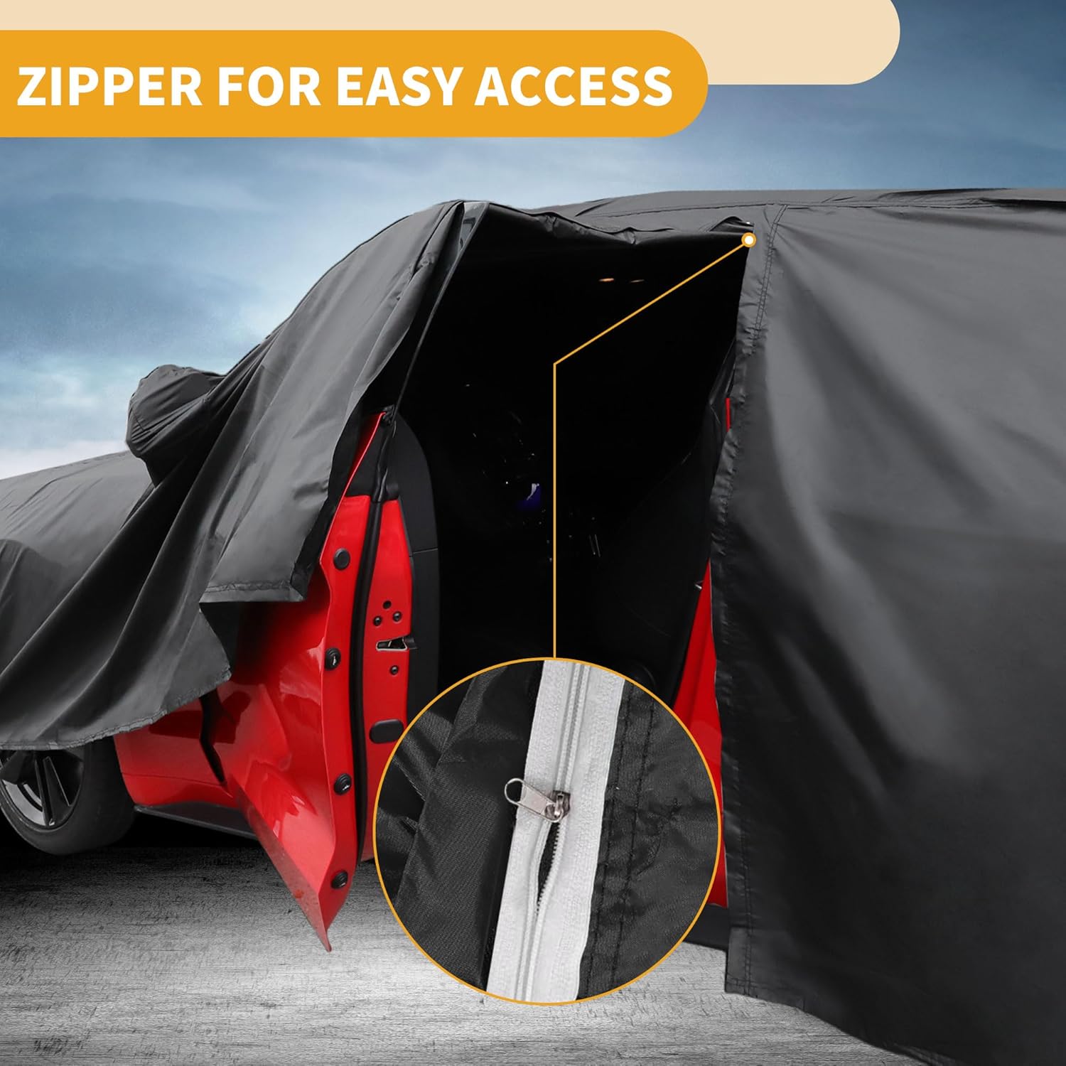 Car Cover Waterproof All Weather Sun Rain Protection Full Exterior Cover for Dodge for Ram Black with Left Side Zippers