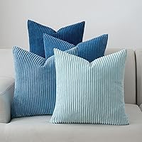 Vista 15 de Volcanics Juego de 4 fundas de almohada beige de corduroy decorativas para sofá, fundas de almohada de 18 x 18 pulgadas, fundas de cojín modernas
