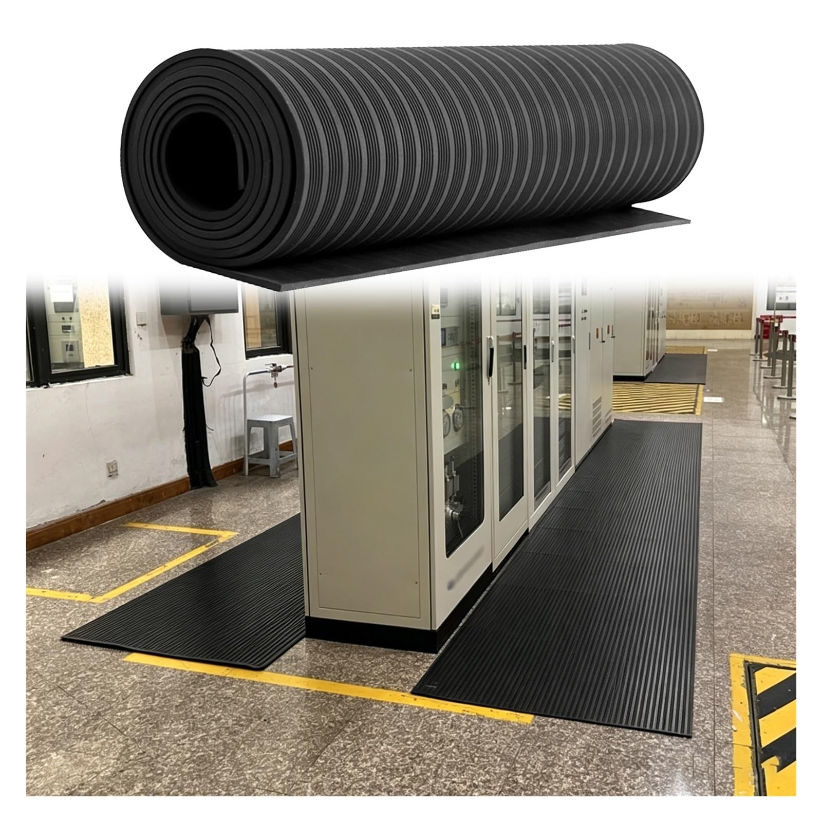 ZJKXJH Electrical insulating rubber mat 6/10/25/35kV Electrical Insulating Mat, High Voltage Electrical Safety Insulating Mat for Switchgear Rooms/Power Plants/Substations(Black,14ft x 3.3ft x 0.2in)