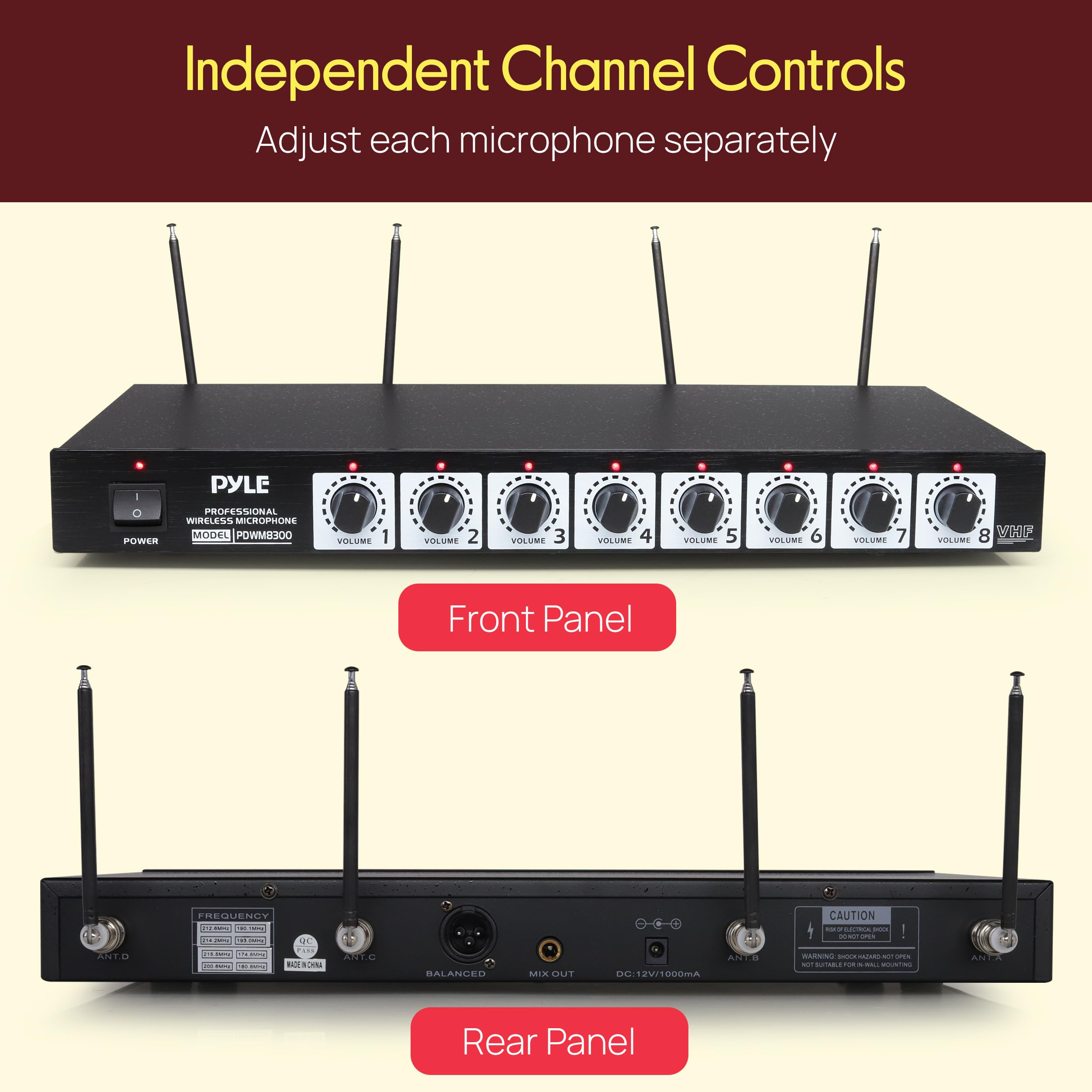 Amazon.com: Pyle 8 Channel Wireless Microphone System - Portable