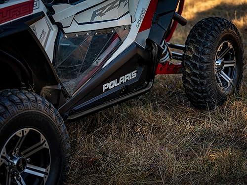 Miniatura 3 de SuperATV Rock Sliders Nerf Bars Tree Kickers para Polaris RZR XP Turbo 2016+  Negro arrugado  Construido de tubo resistente de 1.75 pulgadas