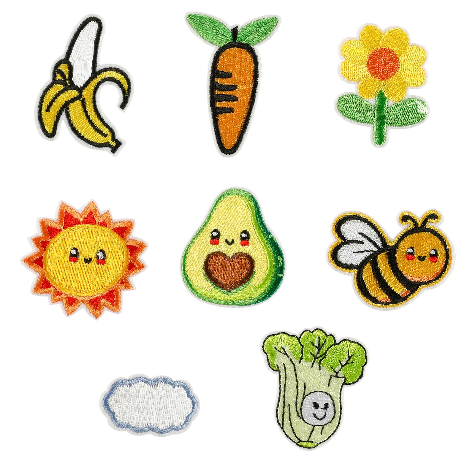 Tsophreniq 8 Pcs Flower Embroidery Patches Bees Iron on Patches Embroidered Repair Banana Sewing