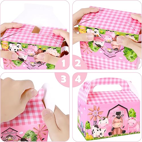 Miniatura 4 de Cajas de regalo de animales de granja, 12 unidades, cajas de regalo de animales de granja, decoraciones de fiesta de cumpleaños para temática de