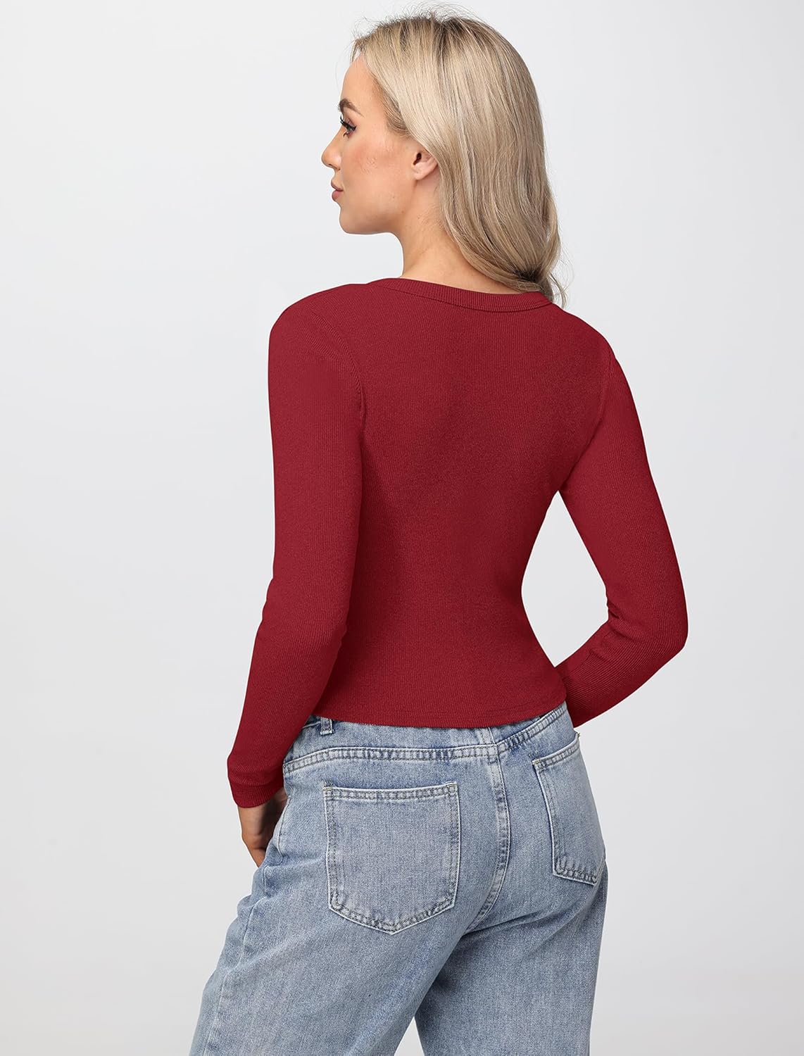 Womens Long Sleeve Tops Fall Lightweight Cardigan Cropped Going Out Shirts Ribbed Button Down Cute Trendy 2026 - Image 4