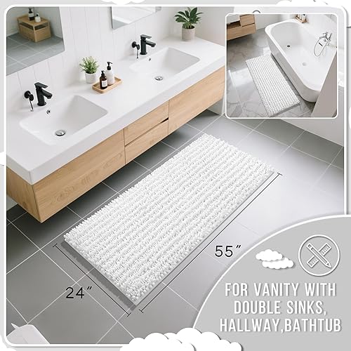 Miniatura 684 de Yimobra - Tapete de baño largo de felpilla, grande de 55.1 x 24 pulgadas, microfibra gruesa, absorbente, extrasuave, antideslizante, peludo, lavable