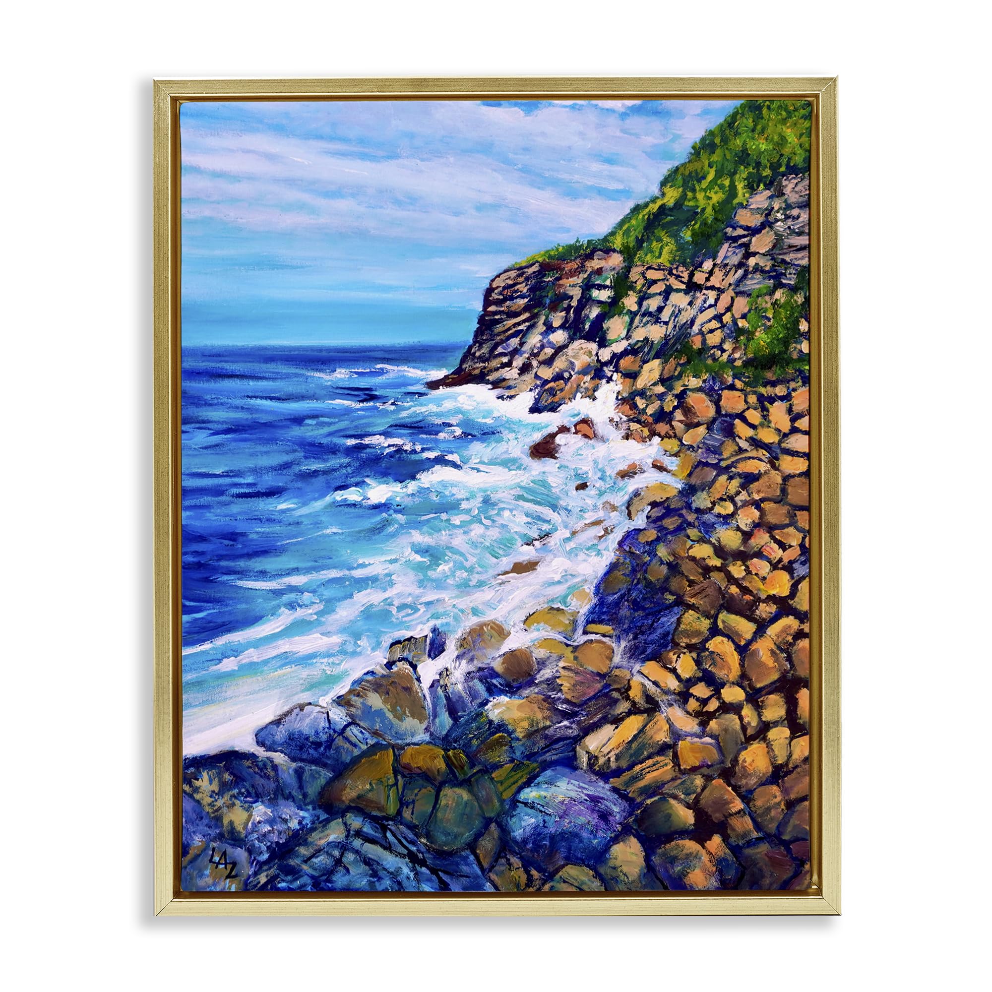 Cliffside Ocean Spray Coastal, 16 x 20 Inch Canvas in Floater Frame