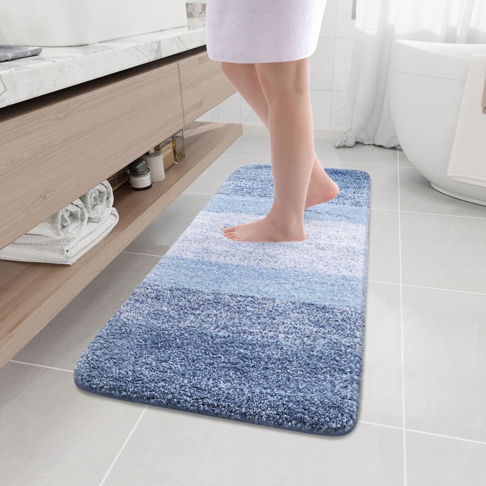 Arotive Microfiber Bathroom Rugs, Shaggy Soft and Absorbent Bath Rug, Non-Slip, Thick Plush Machine Washable Dry Bath Mats for Bathroom, Tub and