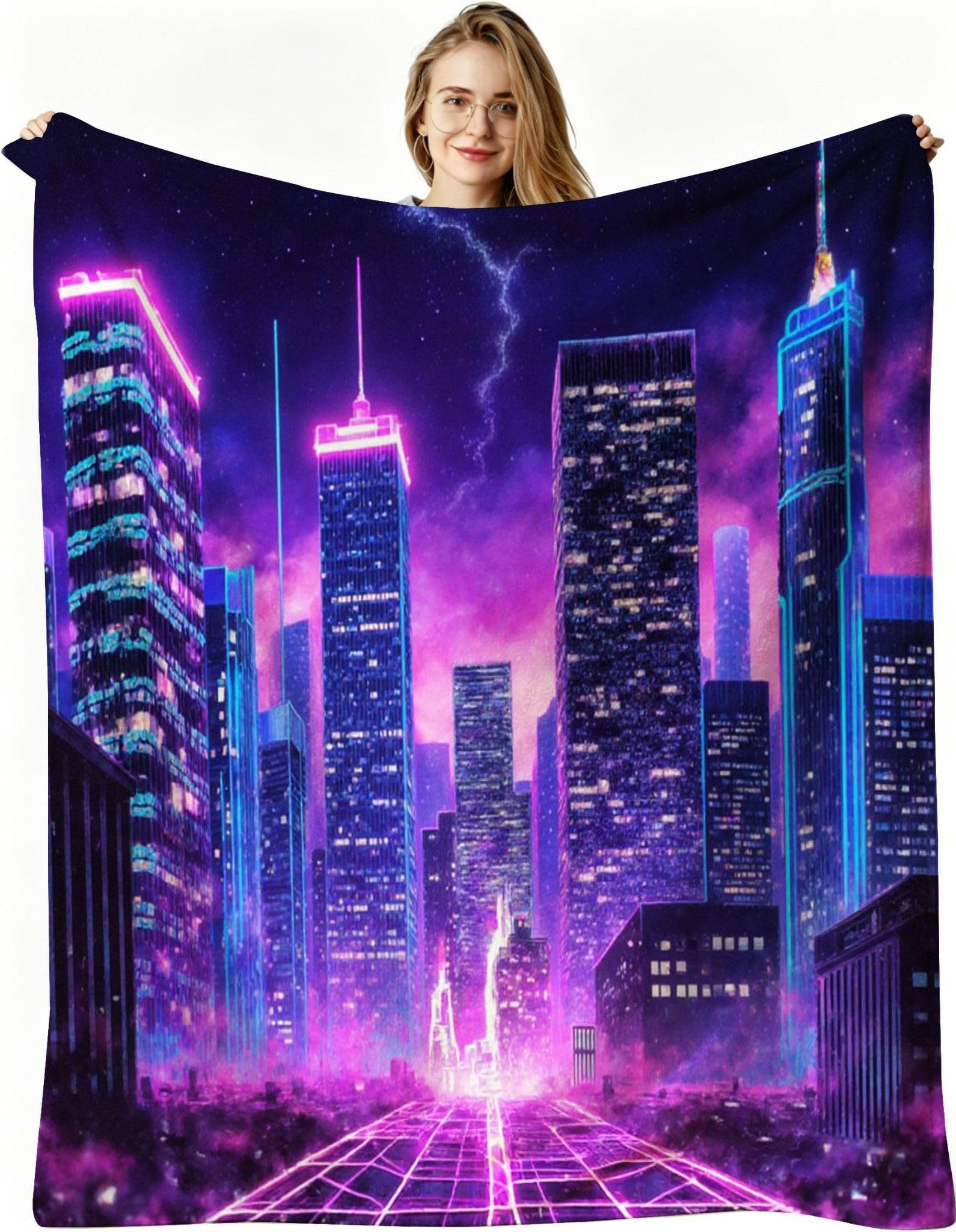 Couverture polaire 240 x 260 cm violette grand canapé et lit